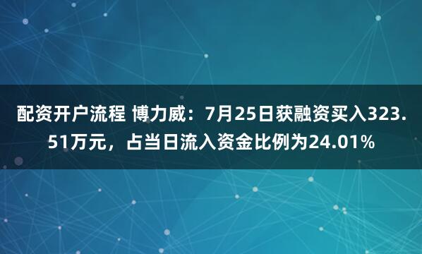配资开户流程 博力威：7月25日获融资买入323.51万元，占当日流入资金比例为24.01%